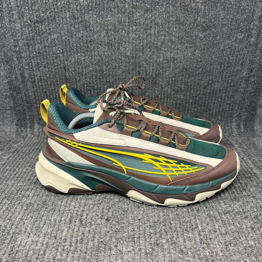 PUMA Carbon Artisanal Brown Green Off White Athletic Shoes Mens 12 401842-01